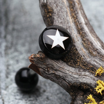 Detail View 1 of Star Eri Logo Acrylic Barbell Tongue Ring-Black